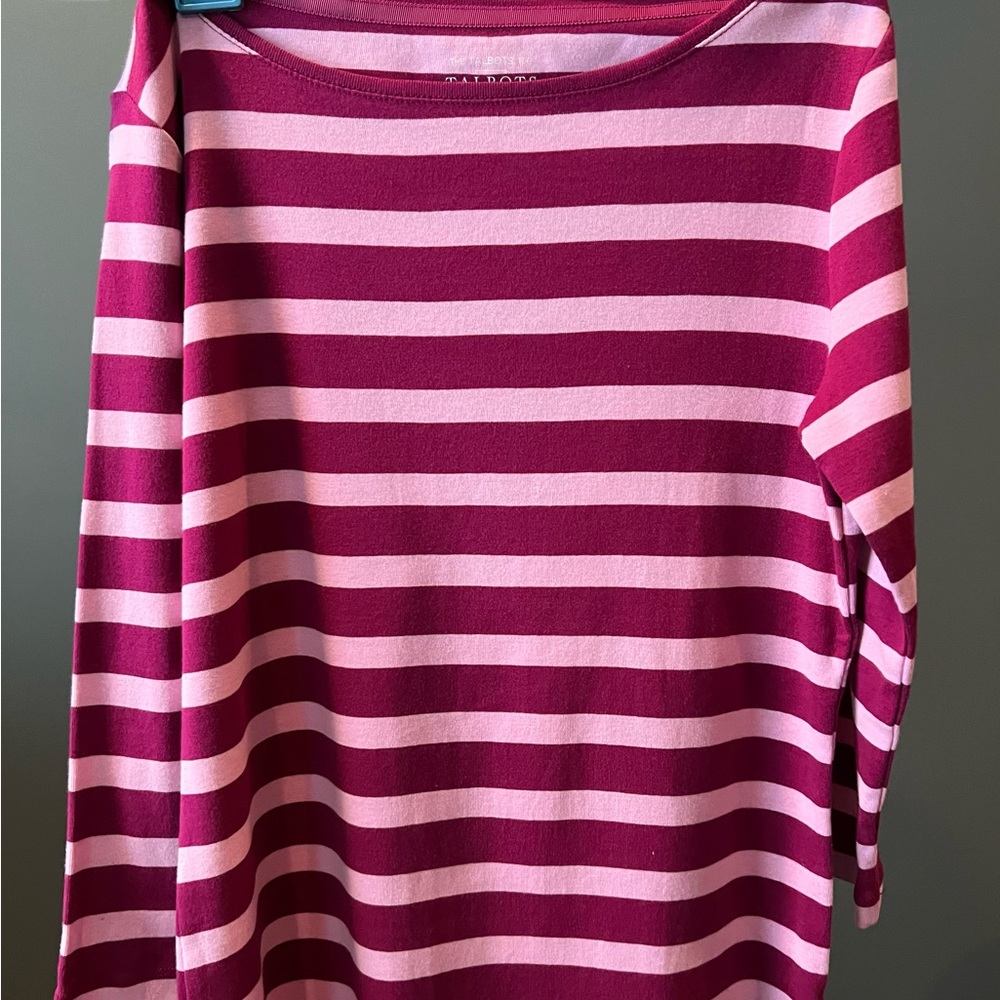 Talbots Stripes Pink and Raspberry Top